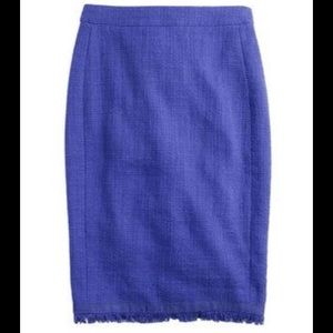 J. Crew Textured Tweed Pencil Skirt With Fringe